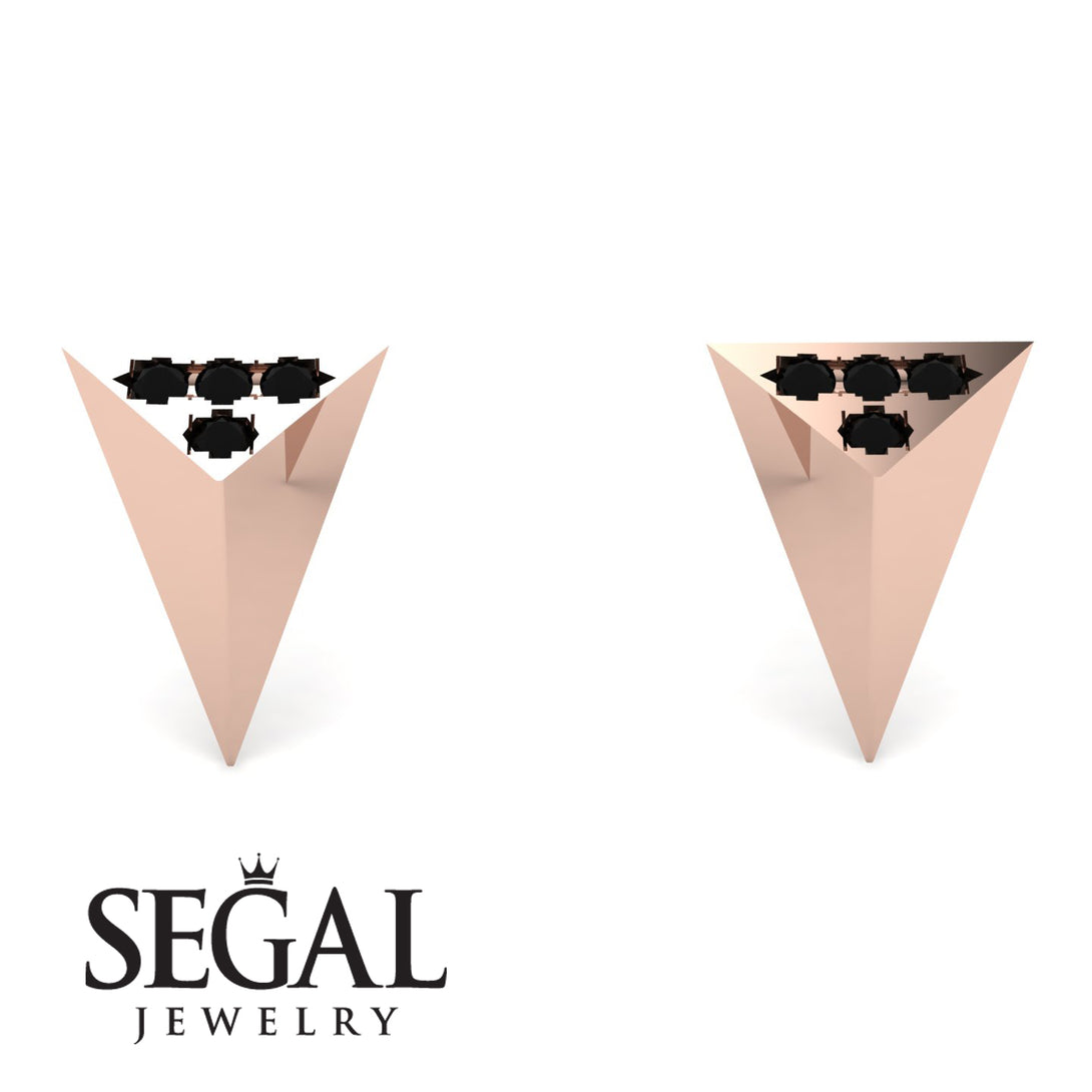 Triangle Black Diamond Earrings - Livia No. 8