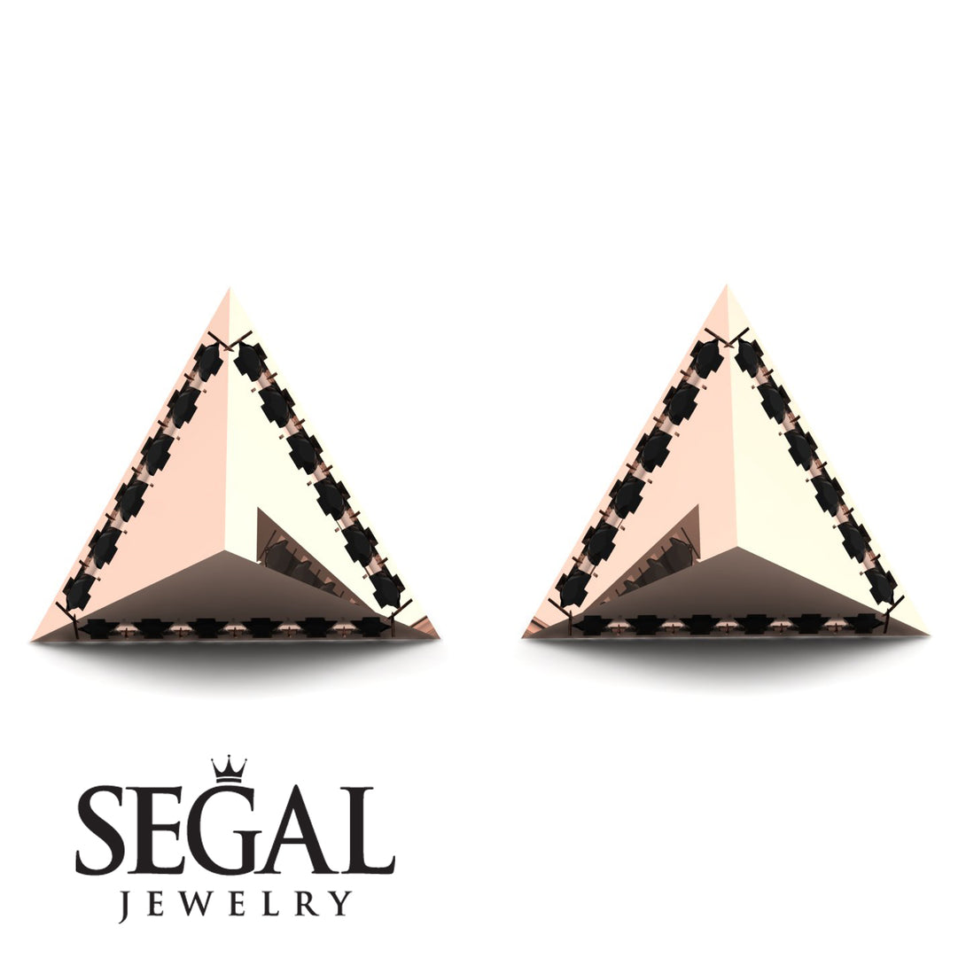 Triangle Black Diamond Earrings Geometrical - Milan No. 8