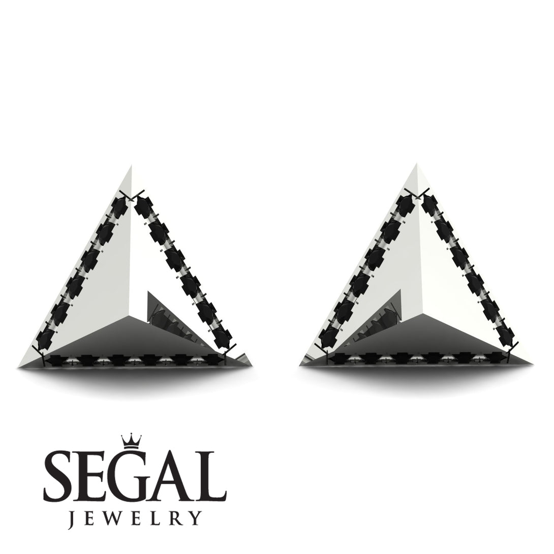 Triangle Black Diamond Earrings Geometrical - Milan No. 9