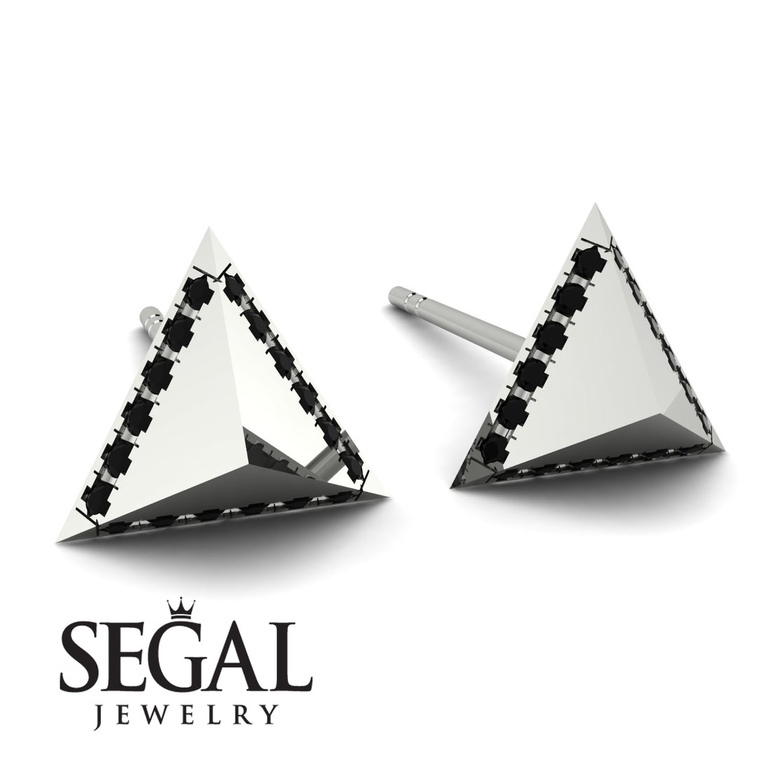 Triangle Black Diamond Earrings Geometrical - Milan No. 9