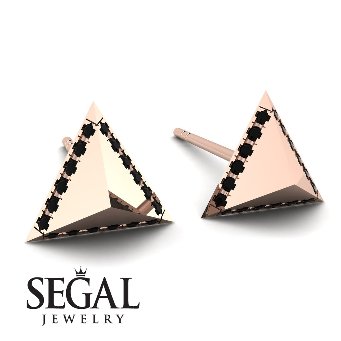 Triangle Black Diamond Earrings Geometrical - Milan No. 8