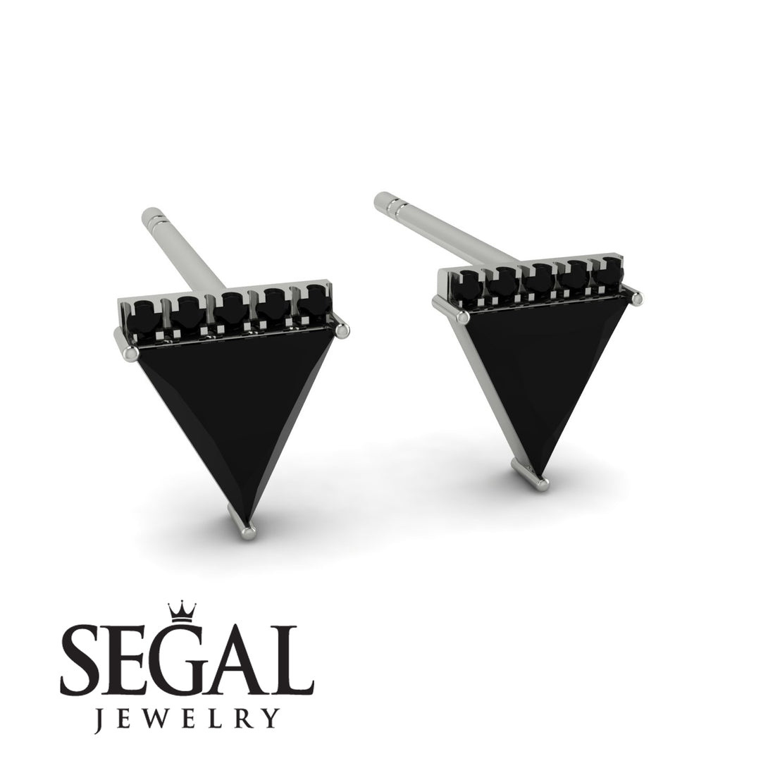 Triangle Black Diamond Earrings Stud - Kairi No. 9