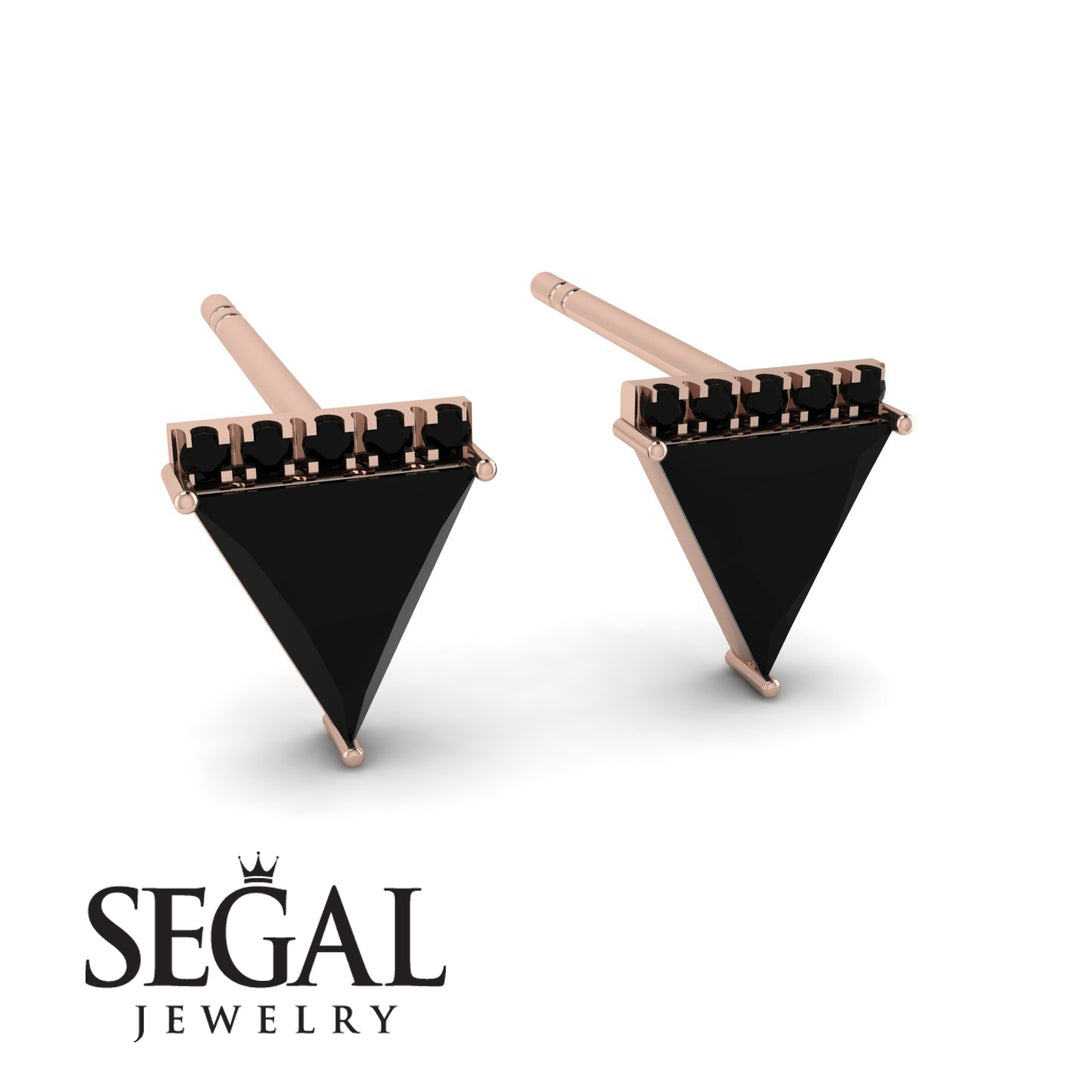 Triangle Black Diamond Earrings Stud - Kairi No. 8