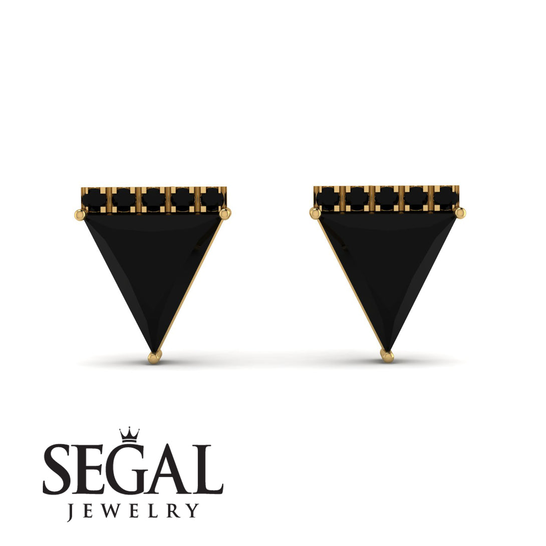 Triangle Black Diamond Earrings Stud - Kairi No. 7