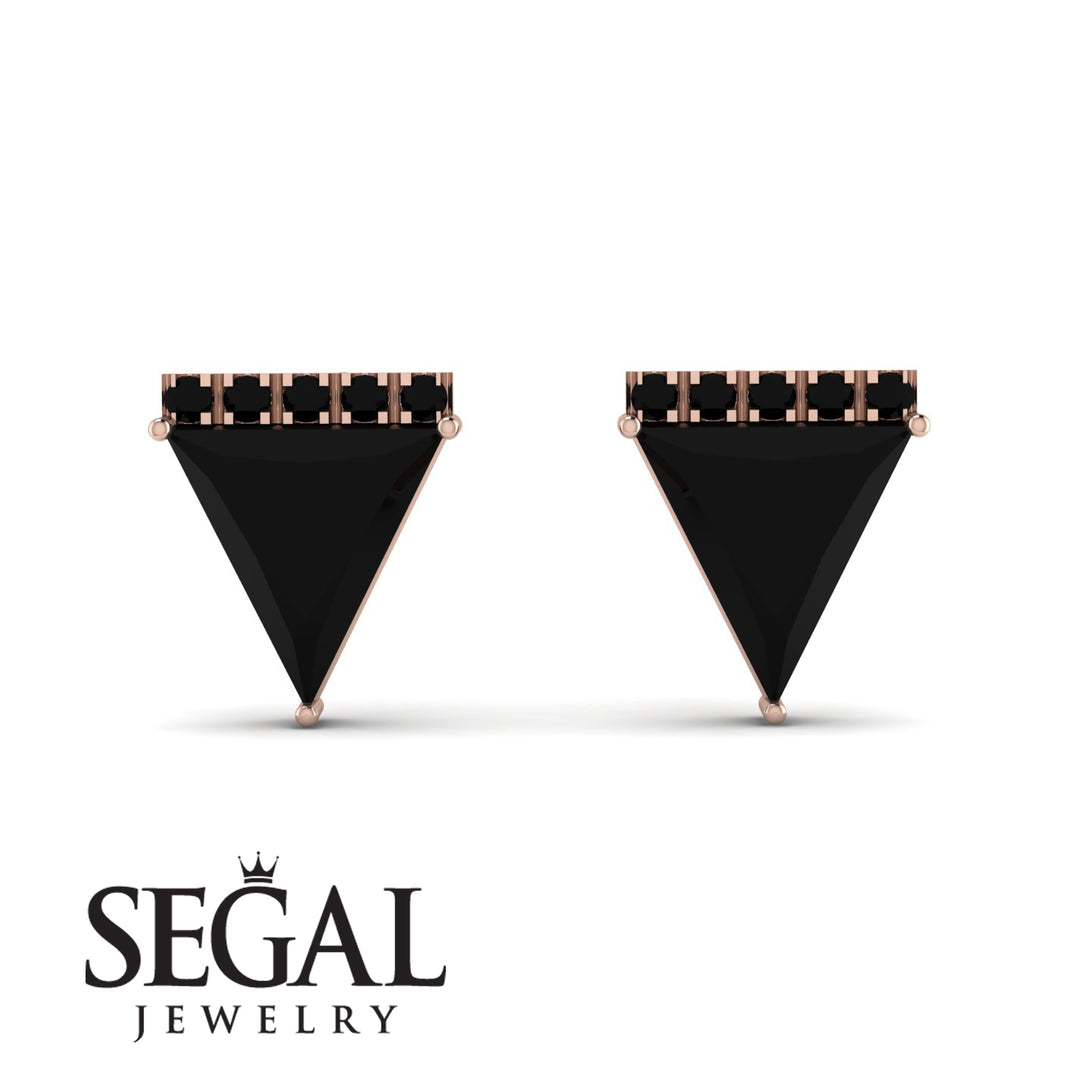 Triangle Black Diamond Earrings Stud - Kairi No. 8