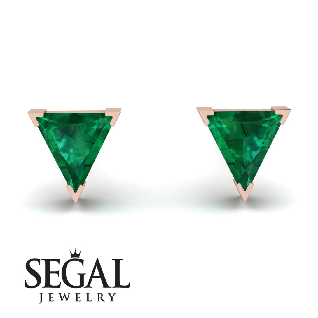 Triangle Cut Emerald Earrings - Clementine No. 5