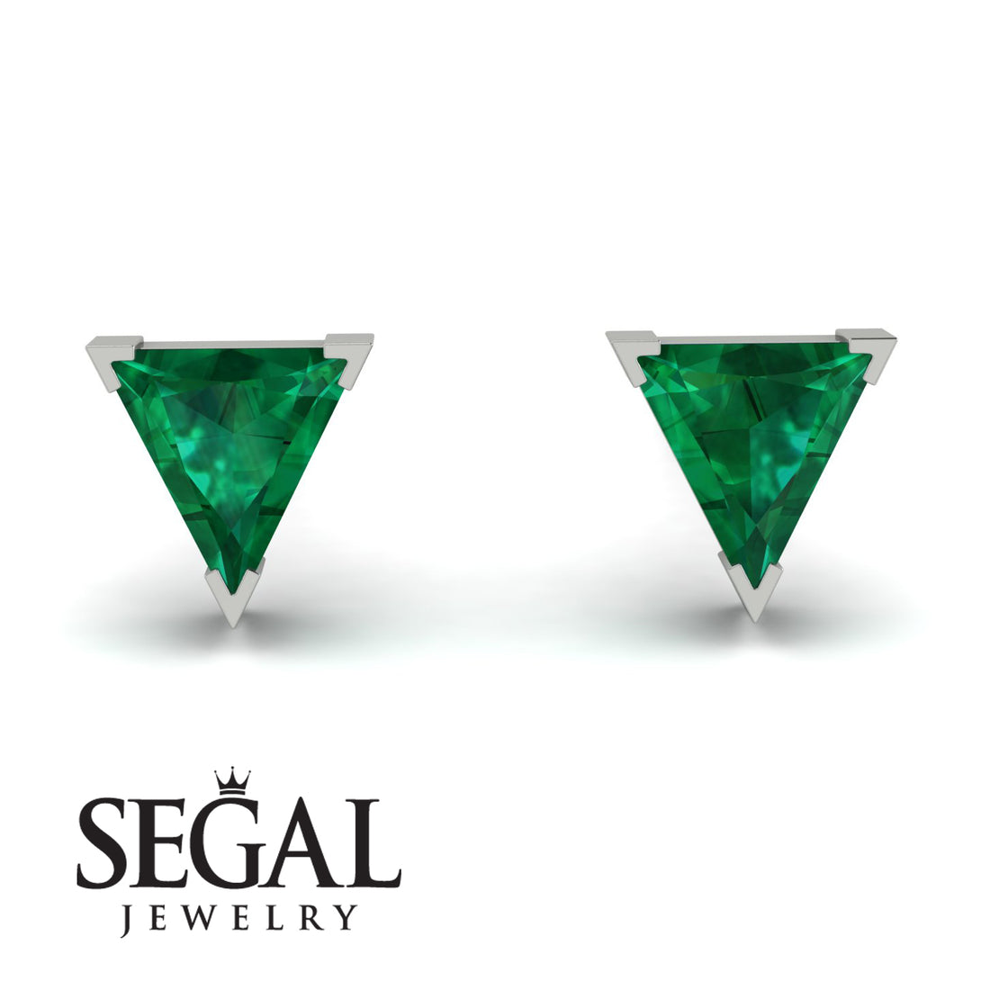 Triangle Cut Emerald Earrings - Clementine No. 6