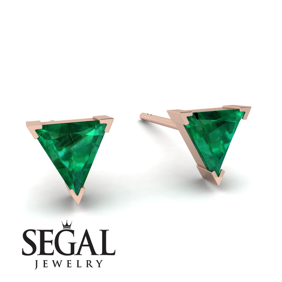 Triangle Cut Emerald Earrings - Clementine No. 5