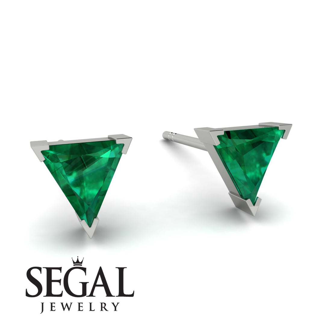 Triangle Cut Emerald Earrings - Clementine No. 6