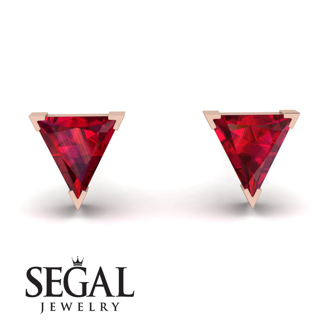 Triangle Cut Ruby Earrings - Clementine No. 11