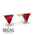 Triangle Cut Ruby Earrings - Clementine No. 10