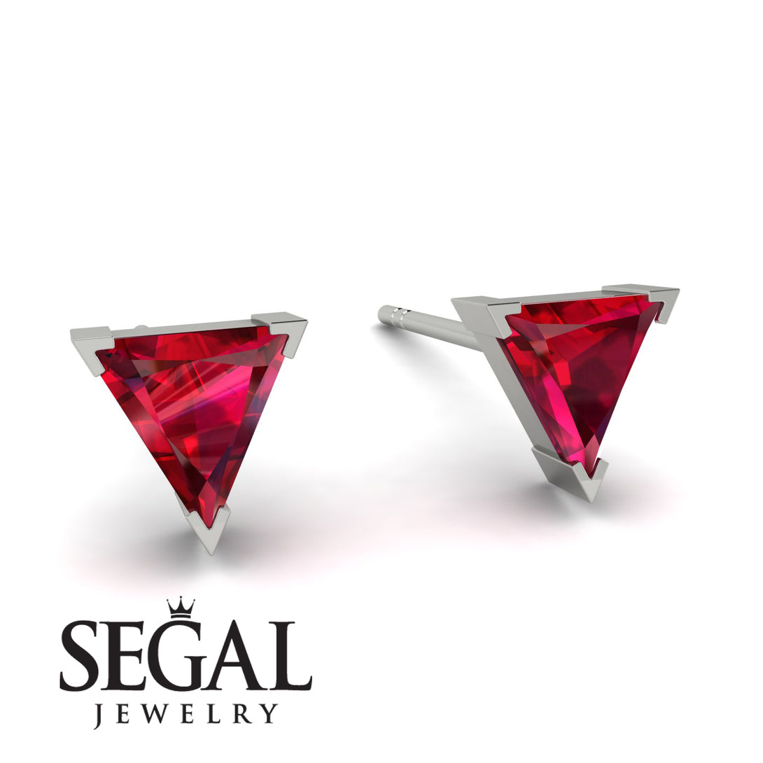 Triangle Cut Ruby Earrings - Clementine No. 12