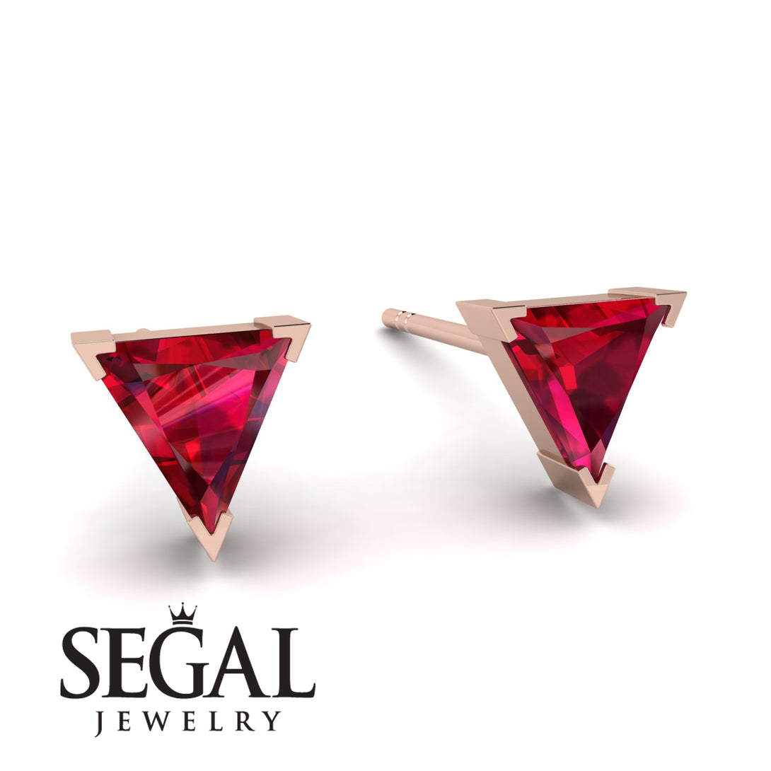 Triangle Cut Ruby Earrings - Clementine No. 11