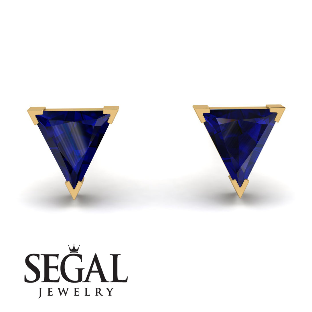 Triangle Cut Sapphire Earrings - Clementine No. 13