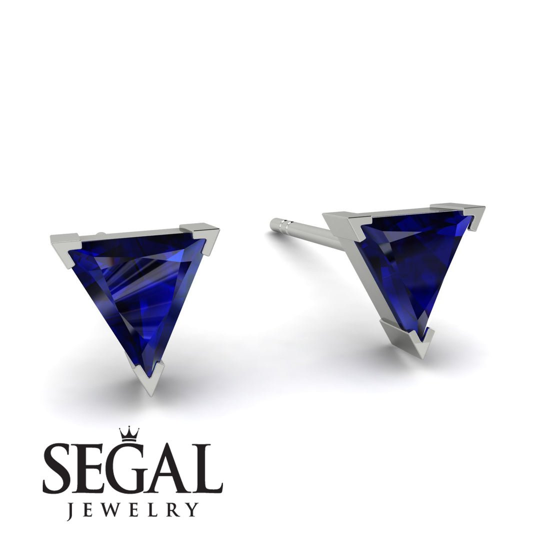 Triangle Cut Sapphire Earrings - Clementine No. 15