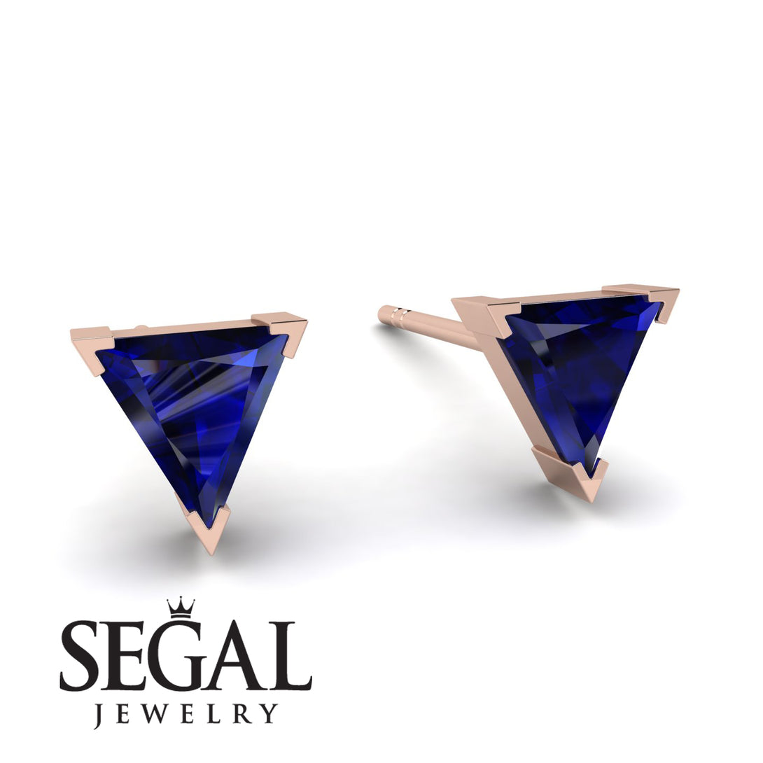 Triangle Cut Sapphire Earrings - Clementine No. 14