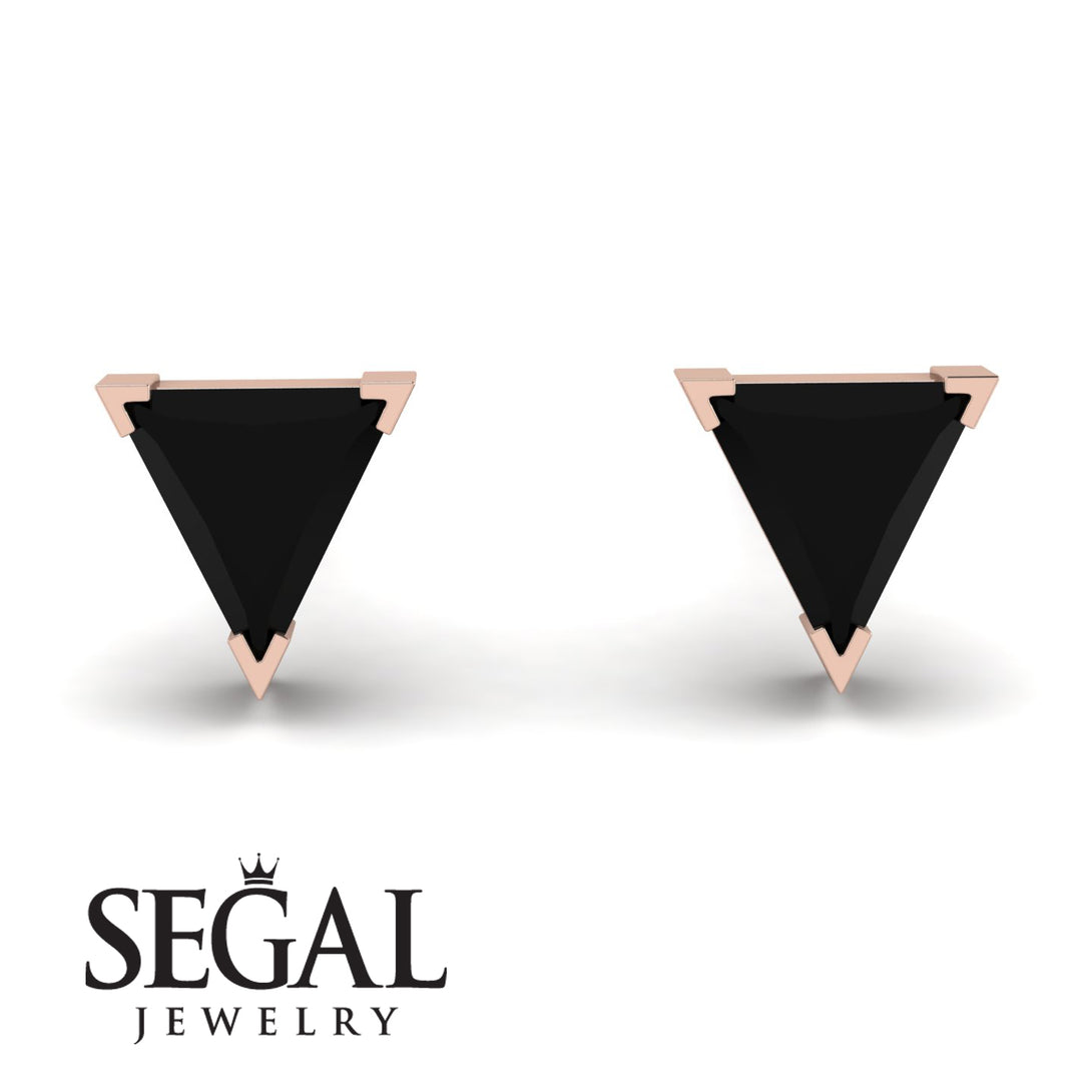 Triangle Cut Black Diamond Earrings - Clementine No. 8