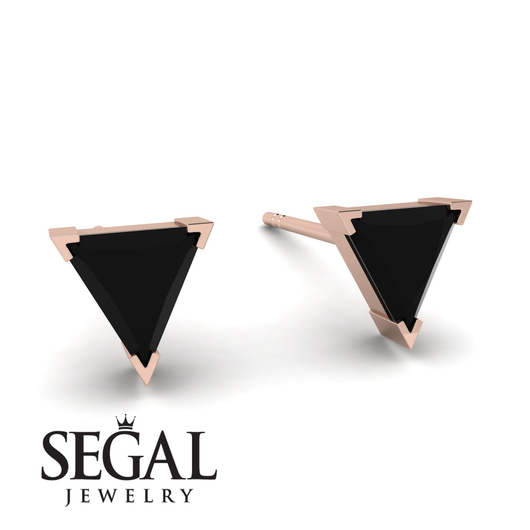 Triangle Cut Black Diamond Earrings - Clementine No. 8