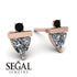 Triangle Diamond Earrings With Round Stone - Estella No. 32
