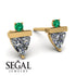Triangle Diamond Earrings With Round Stone - Estella No. 16 image 9