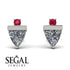 Triangle Diamond Earrings With Round Stone - Estella No. 48 image 2
