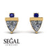 Triangle Diamond Earrings With Round Stone - Estella No. 61