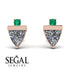 Triangle Diamond Earrings With Round Stone - Estella No. 17 image 2