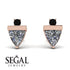 Triangle Diamond Earrings With Round Stone - Estella No. 32