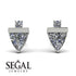 Triangle Diamond Earrings With Round Stone - Estella No. 3 image 2