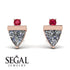 Triangle Diamond Earrings With Round Stone - Estella No. 47