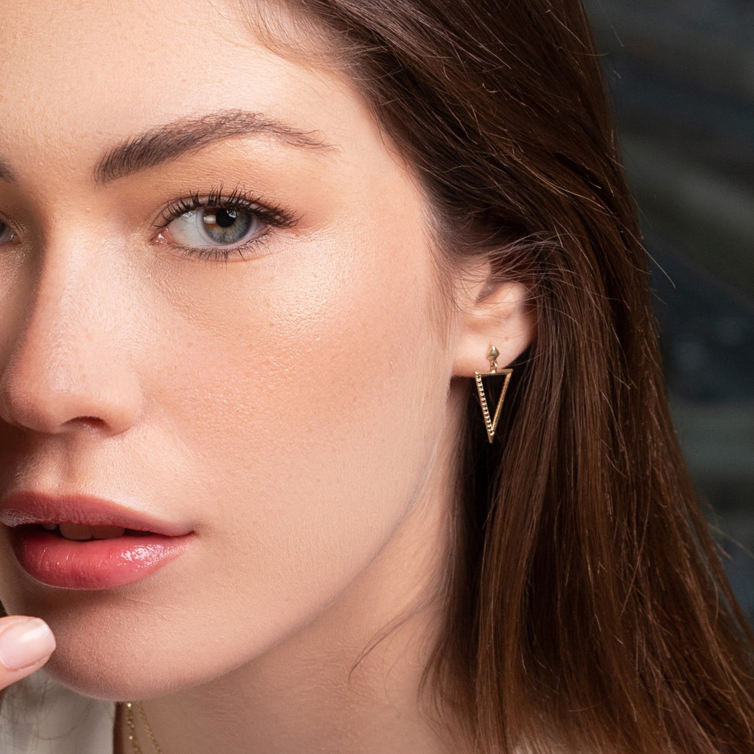 Triangle Black Diamond Stud Earrings - Amiyah No. 7