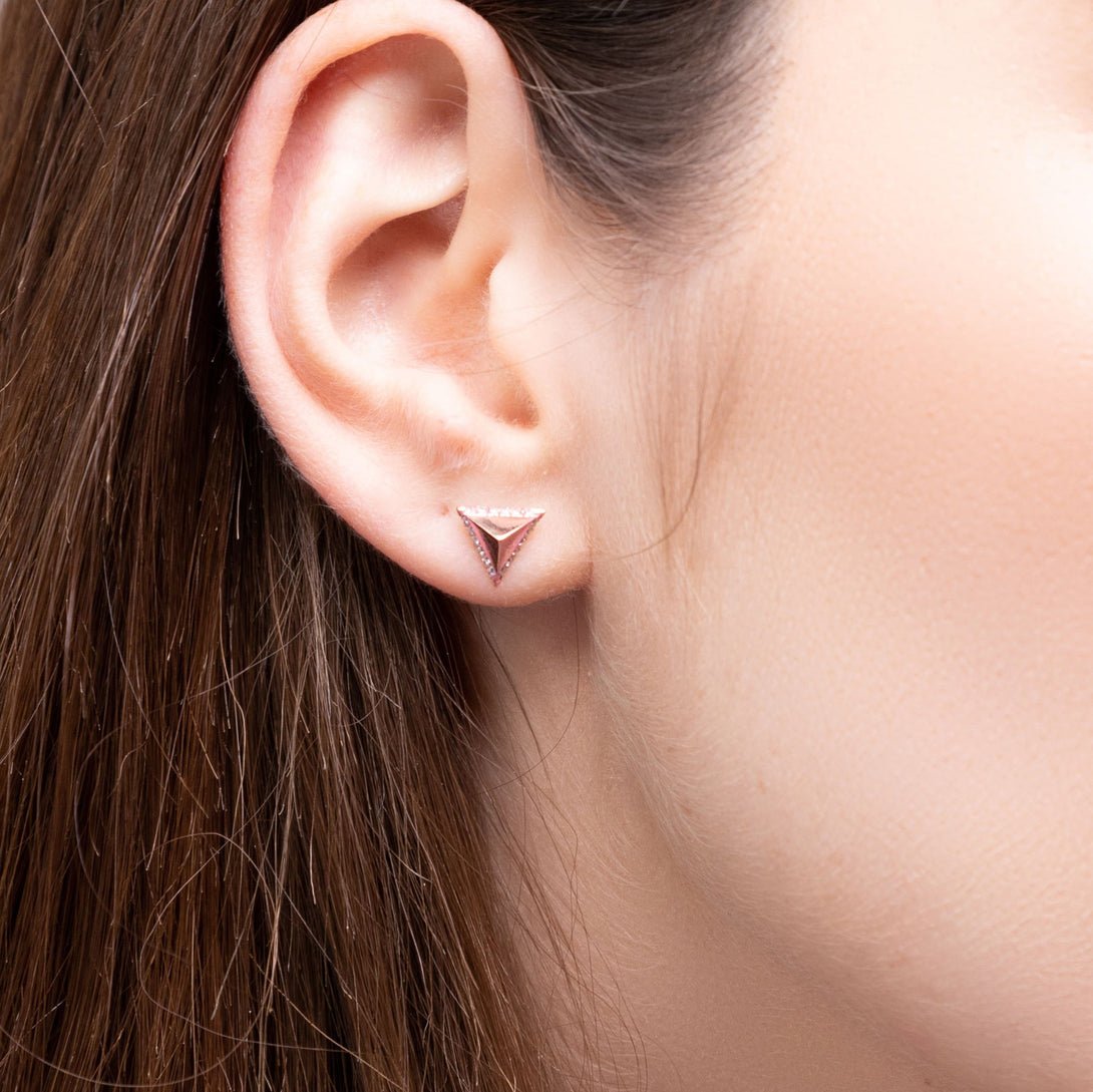 Triangle Black Diamond Earrings Geometrical - Milan No. 8