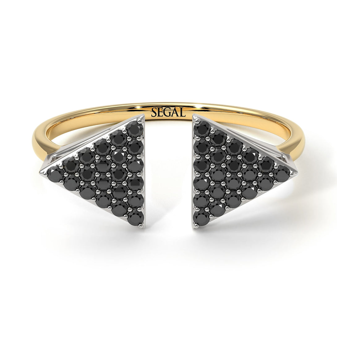 Two Tones Triangle Open Black Diamond Ring - Hope No. 20