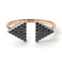 Two Tones Triangle Open Black Diamond Ring - Hope No. 21 image 1