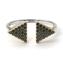 Two Tones Triangle Open Black Diamond Ring - Hope No. 20 image 1