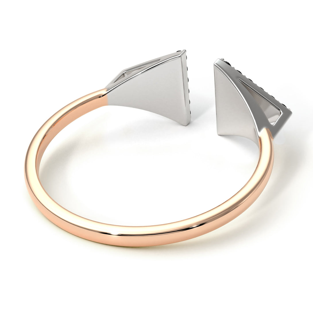 Two Tones Triangle Open Black Diamond Ring - Hope No. 21