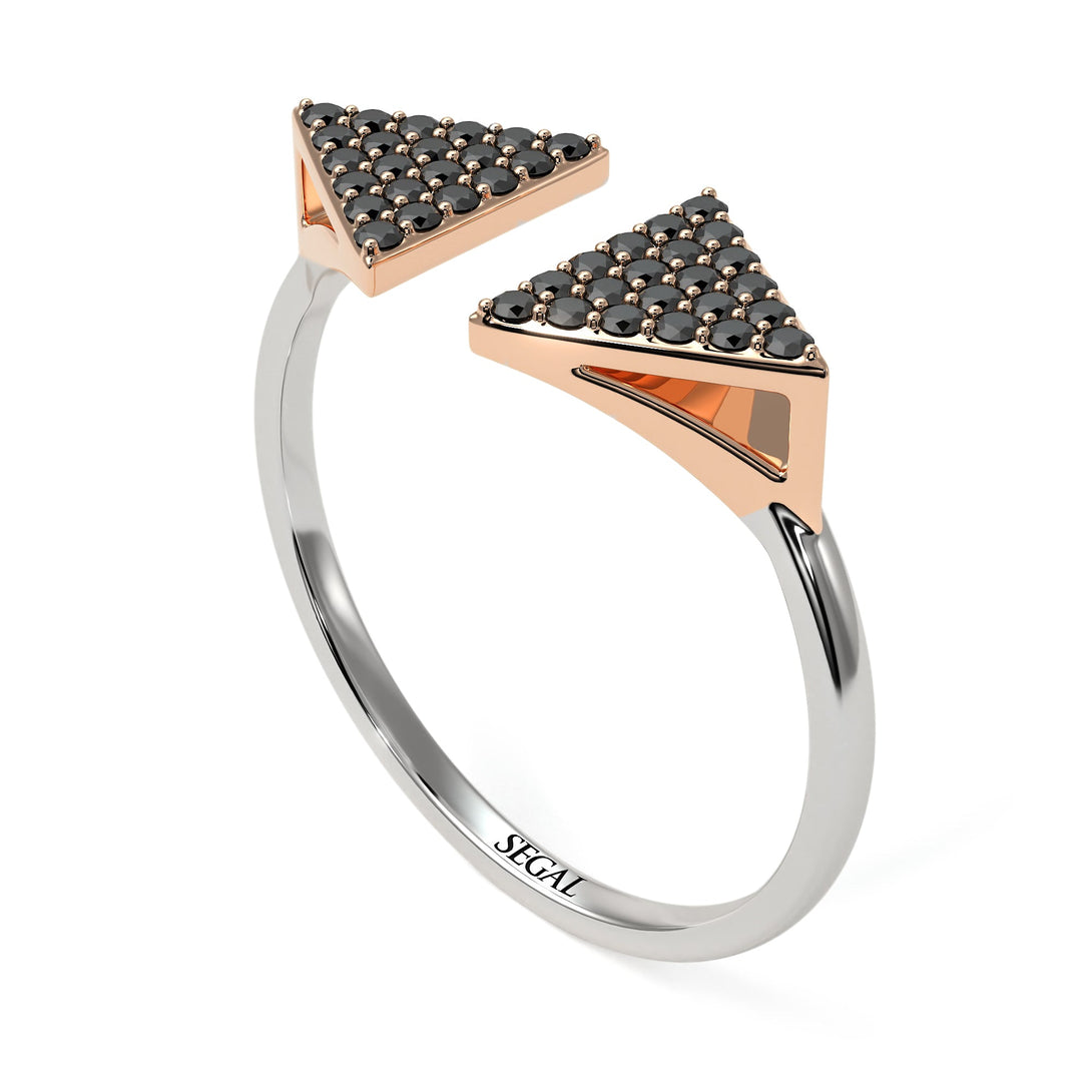 Two Tones Triangle Open Black Diamond Ring - Hope No. 21