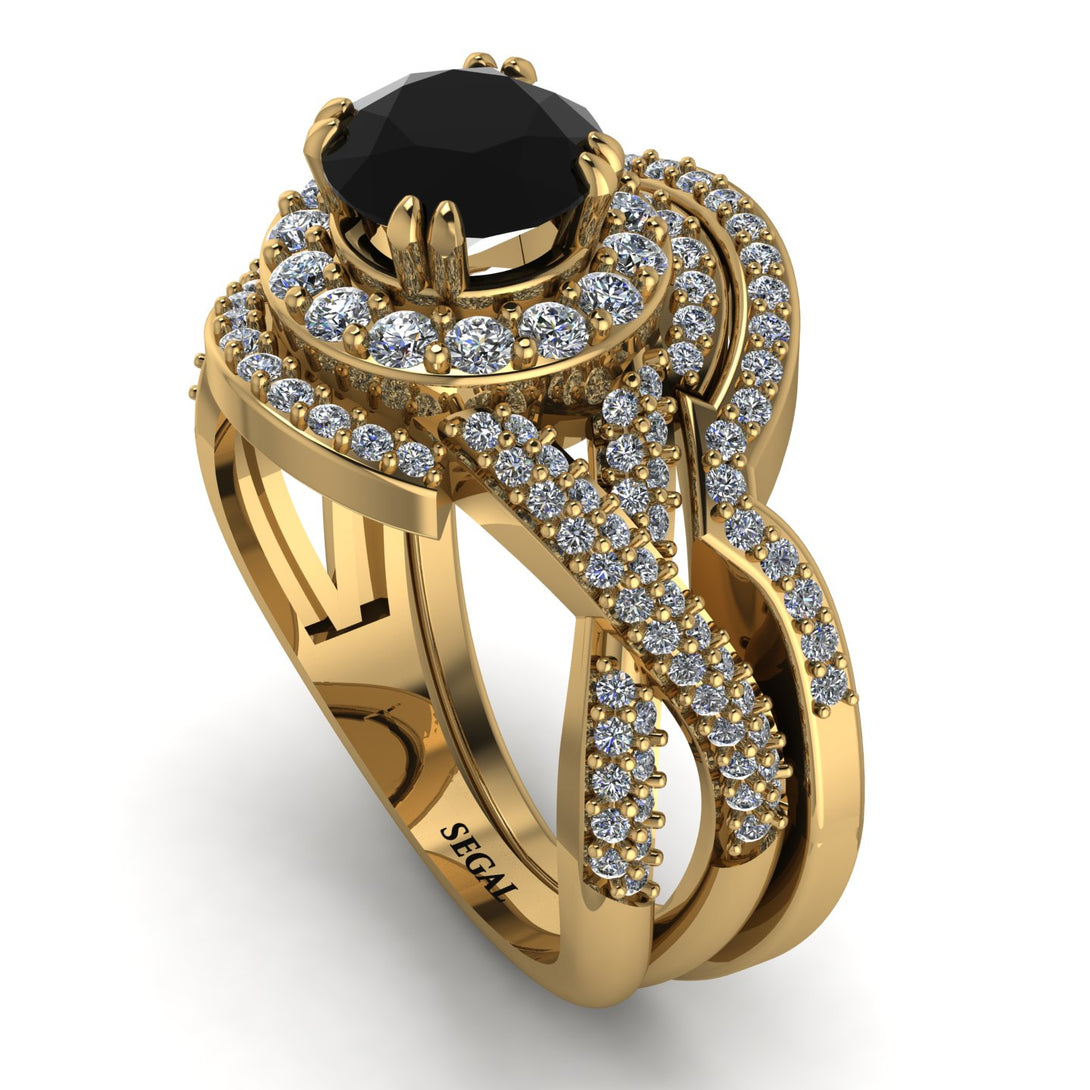 Unique Black Diamond Halo Bridal Set - Jessica No. 7