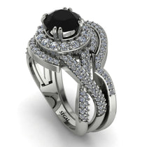 Unique Black Diamond Halo Bridal Set - Jessica No. 9 image 1