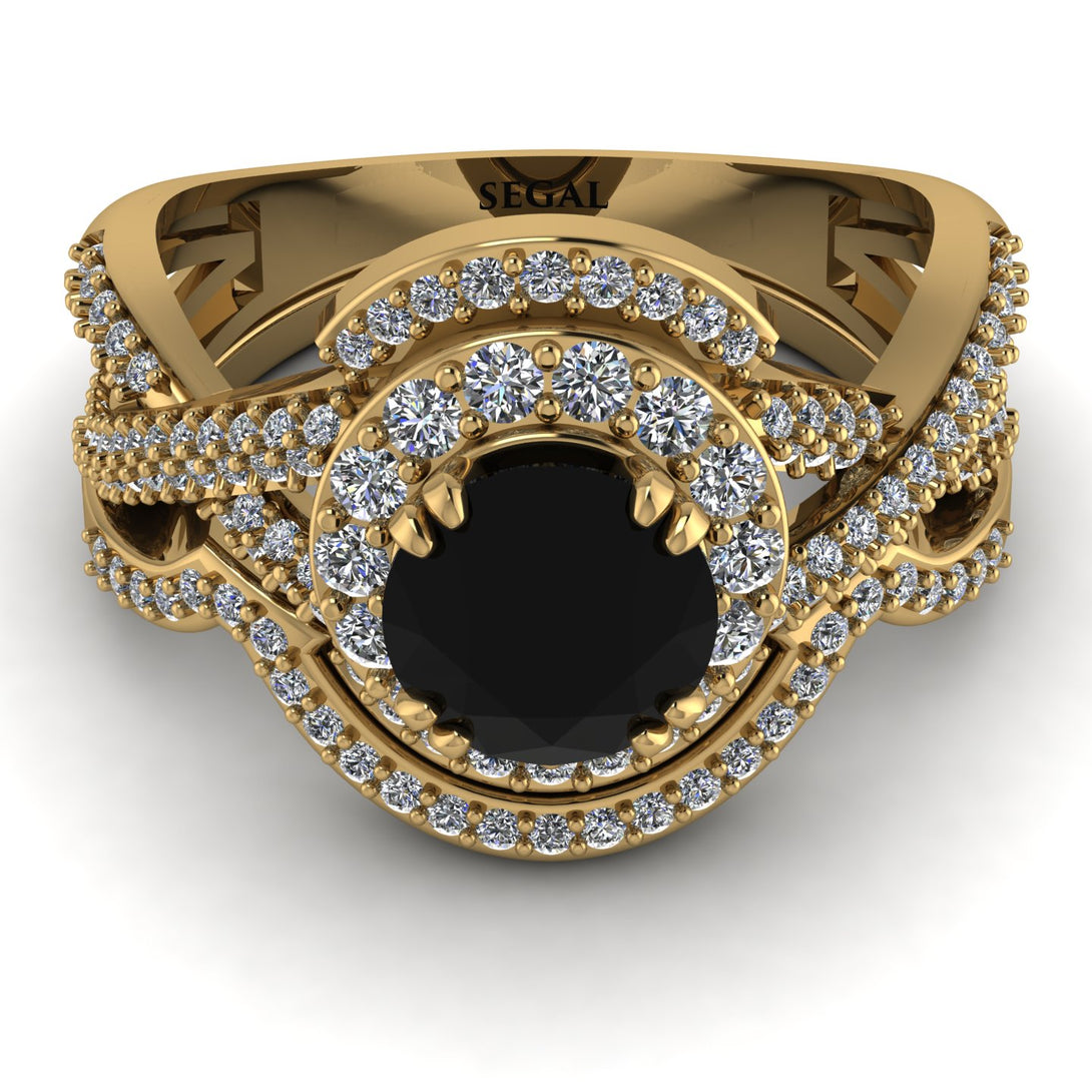 Unique Black Diamond Halo Bridal Set - Jessica No. 7