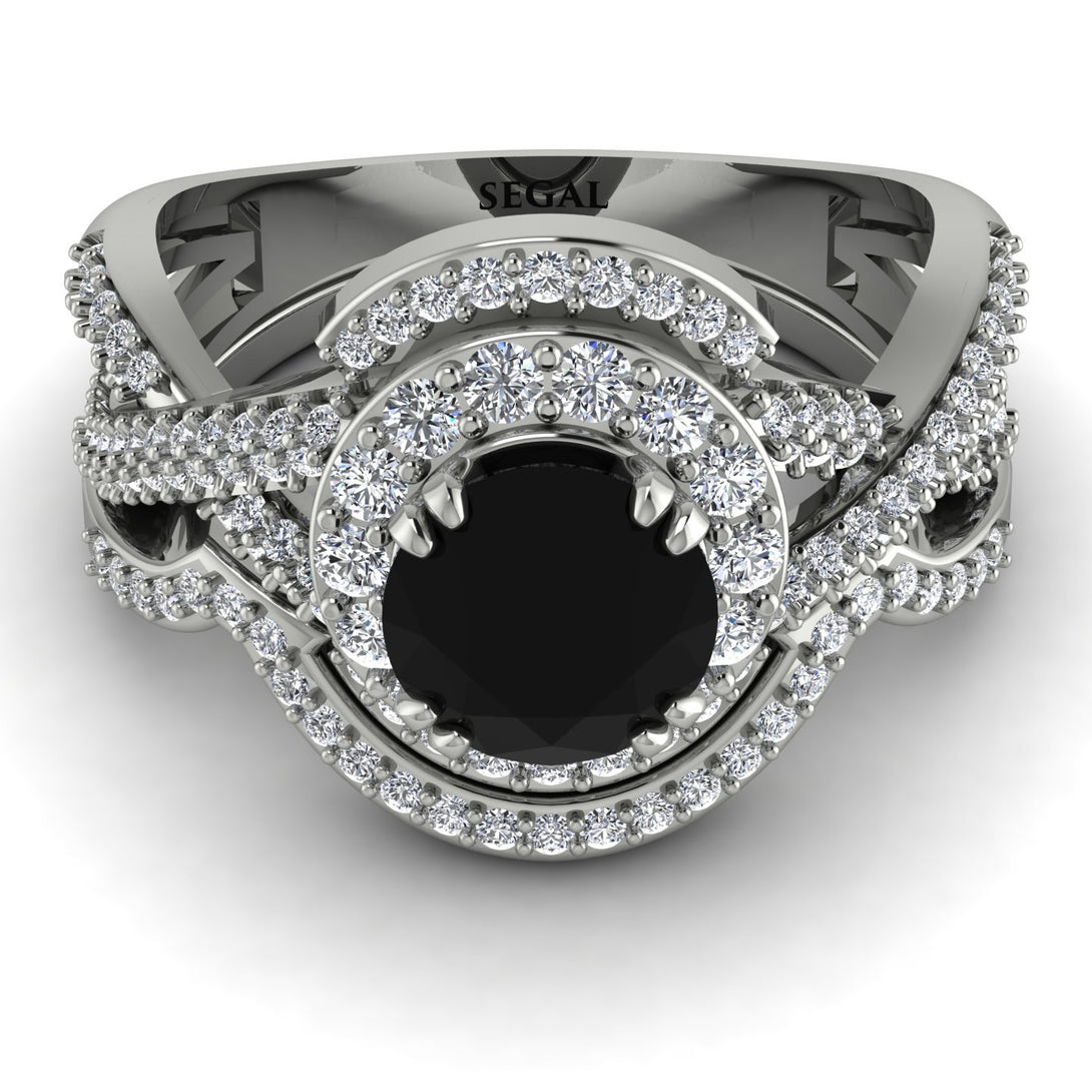 Unique Black Diamond Halo Bridal Set - Jessica No. 9