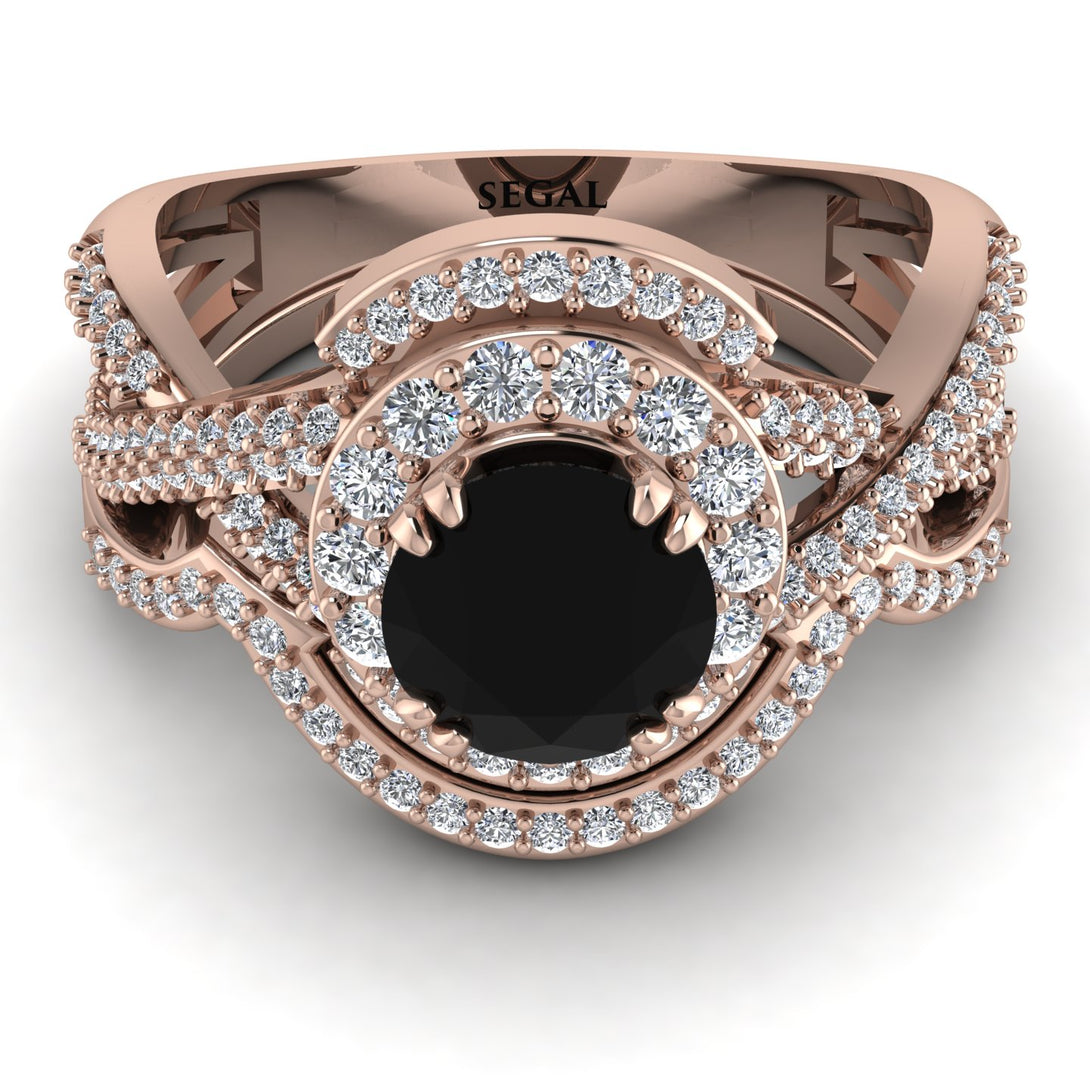 Unique Black Diamond Halo Bridal Set - Jessica No. 8