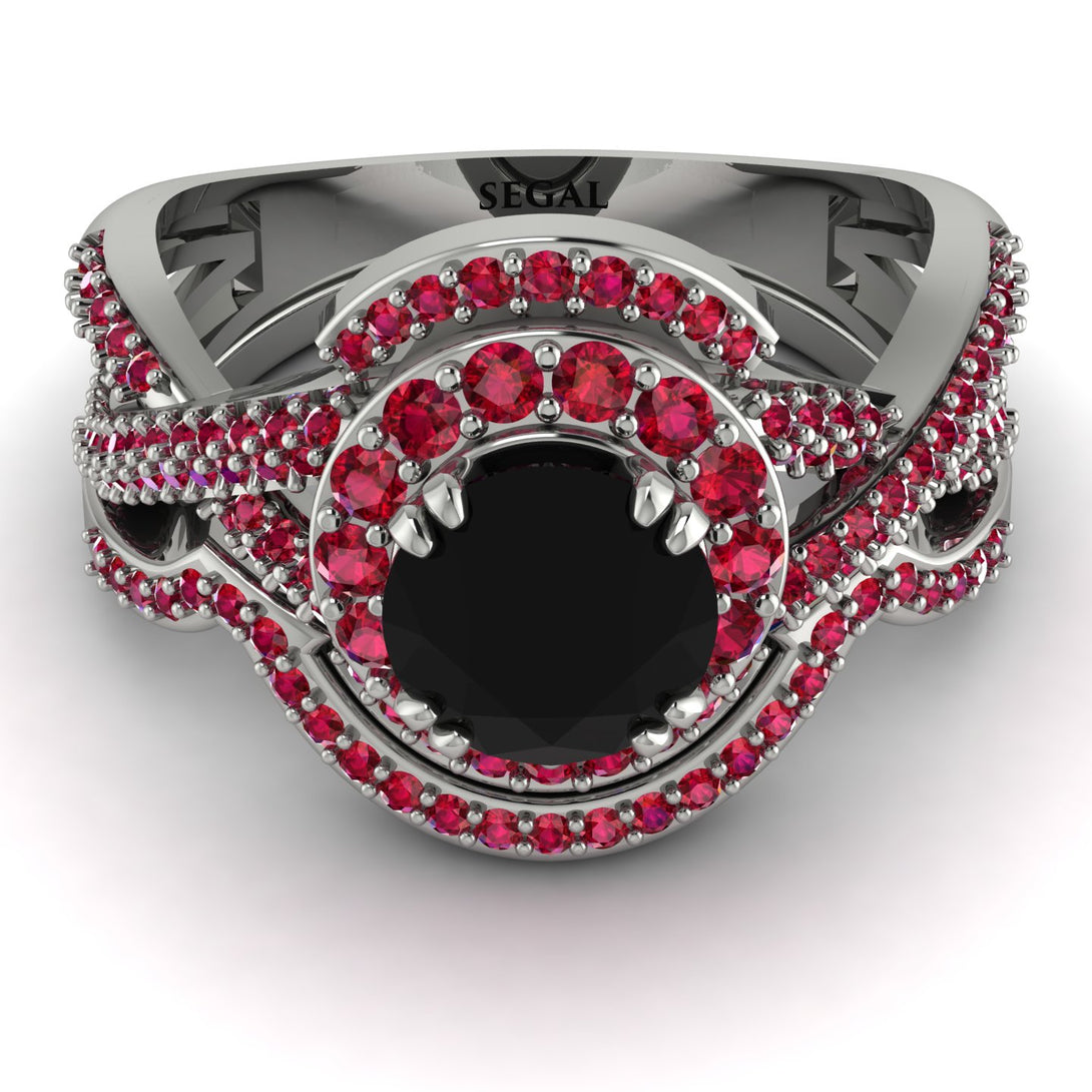 Unique Black Diamond Halo Bridal Set - Jessica No. 54