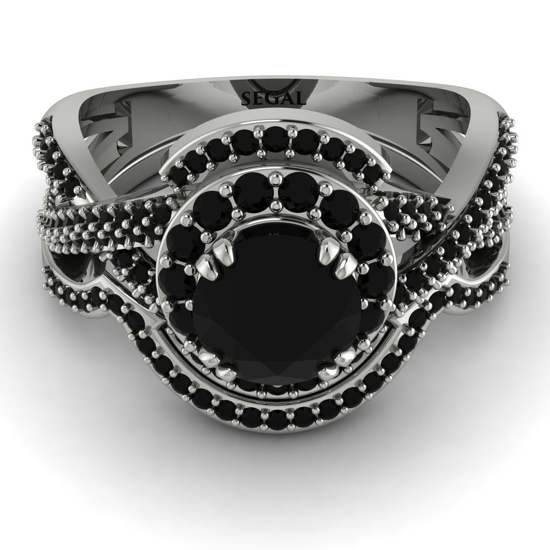 Unique Black Diamond Halo Bridal Set - Jessica No. 39