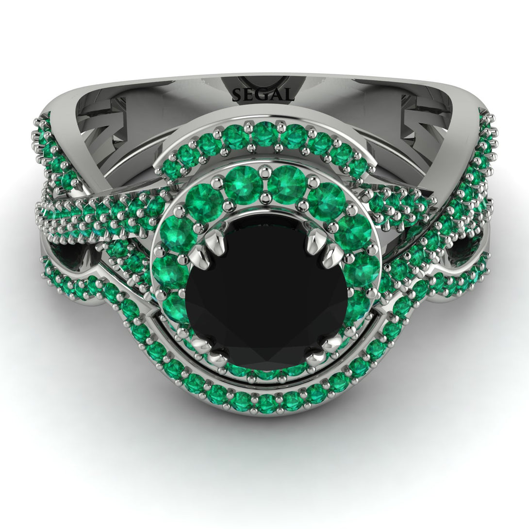 Unique Black Diamond Halo Bridal Set - Jessica No. 24