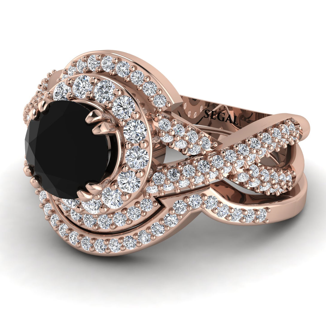Unique Black Diamond Halo Bridal Set - Jessica No. 8