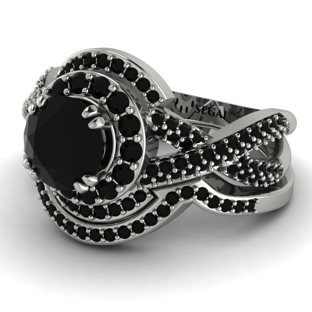 Unique Black Diamond Halo Bridal Set - Jessica No. 39
