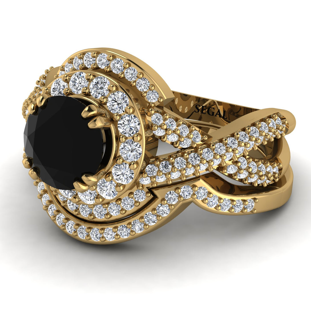Unique Black Diamond Halo Bridal Set - Jessica No. 7