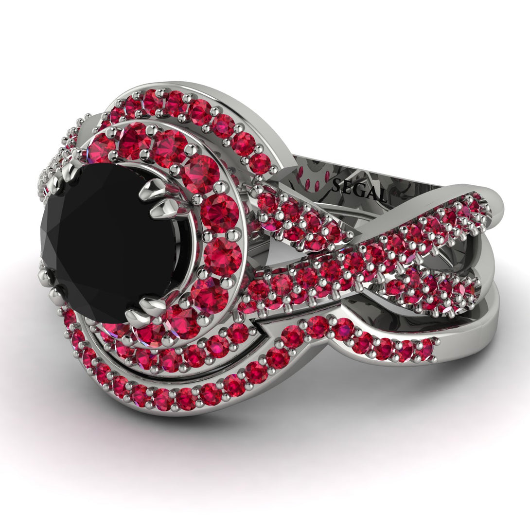 Unique Black Diamond Halo Bridal Set - Jessica No. 54