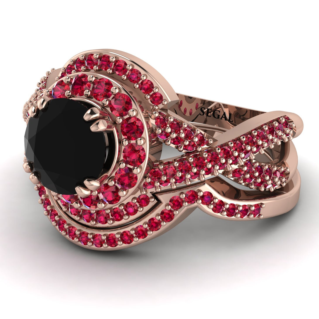 Unique Black Diamond Halo Bridal Set - Jessica No. 53